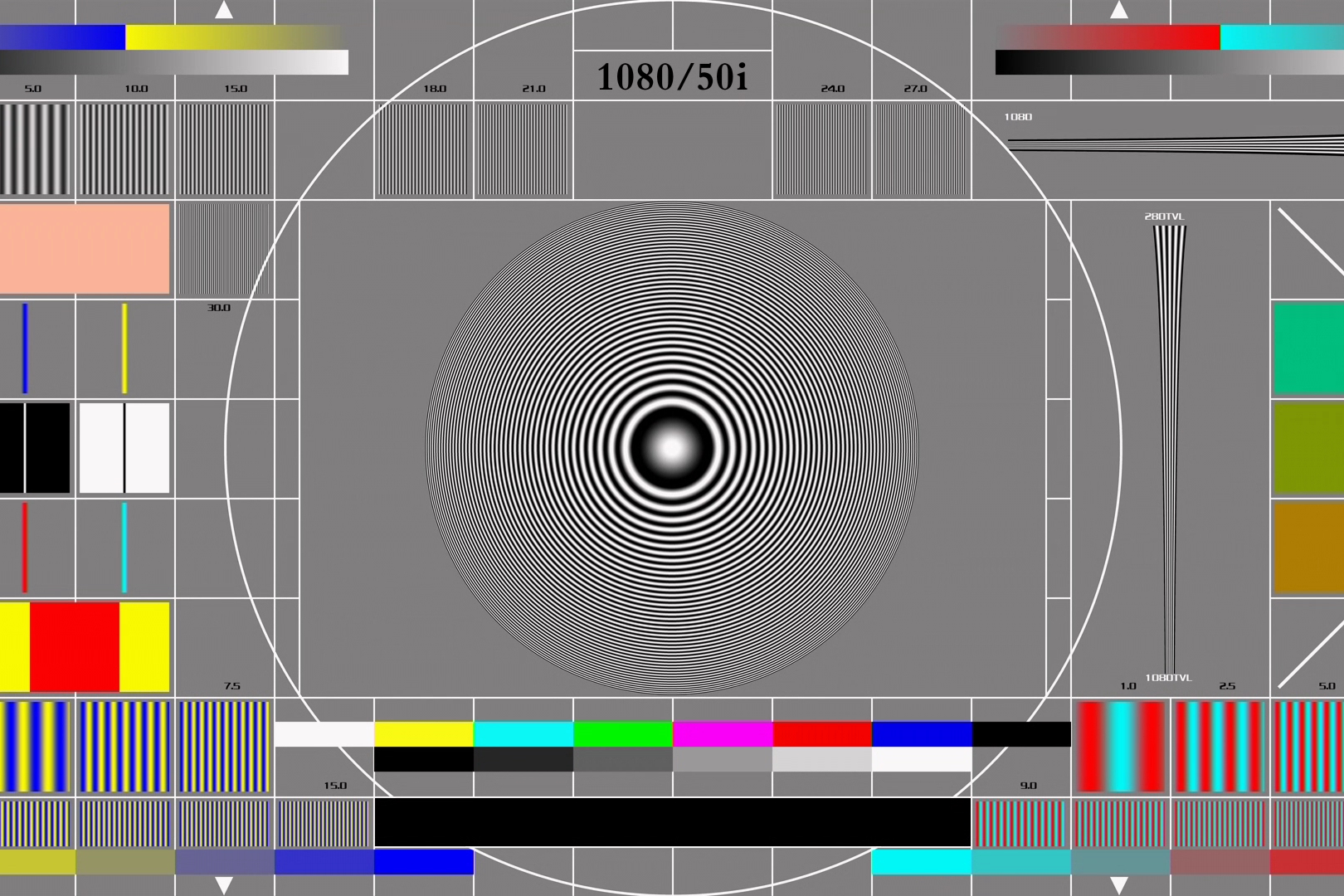  p>测试图(即电视信号测试图)又称测试卡,是指电视台在正常电视节目
