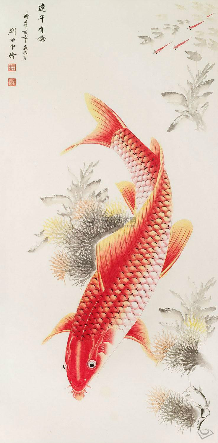 酷爱书画,尤其对画鱼感兴趣.