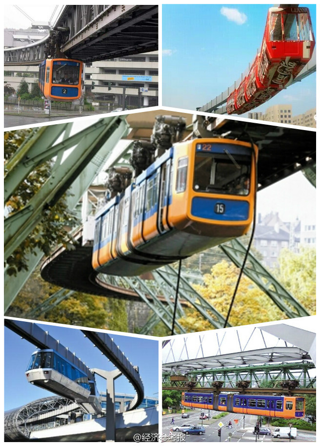  p>空中电车即以悬挂的方式在空中轨道下方运行的列车.