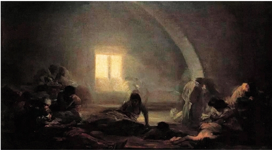 《瘟疫医院》是戈雅1800年创作的布面油画