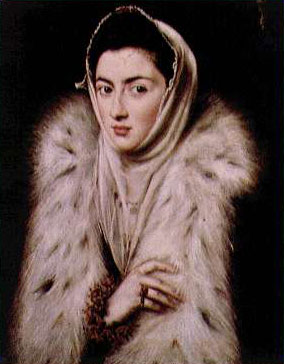  p>《穿毛皮大衣的妇人》是西班牙画家埃尔·格列柯约1577~1579年间