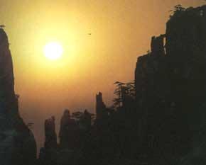  p>仙人下棋位于黄山始信峰右侧,像是几个身着旗袍,头挽发髻的仙人