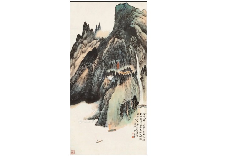 《谷口人家》是张大千创作的绘画作品.