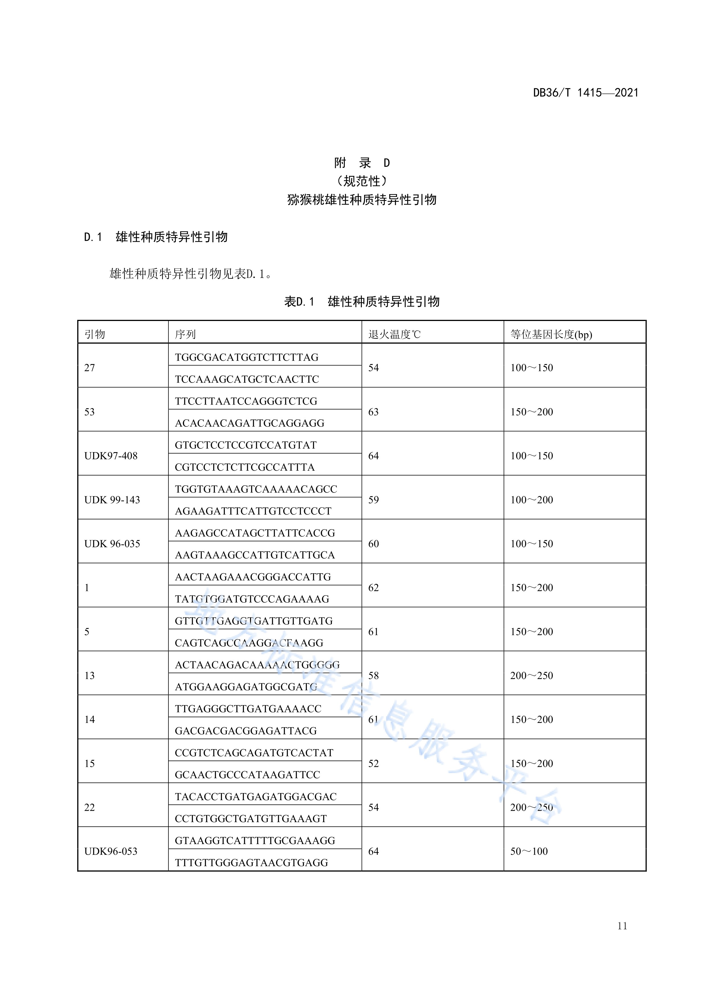 《猕猴桃雌雄种质分子身份证鉴定技术规程》