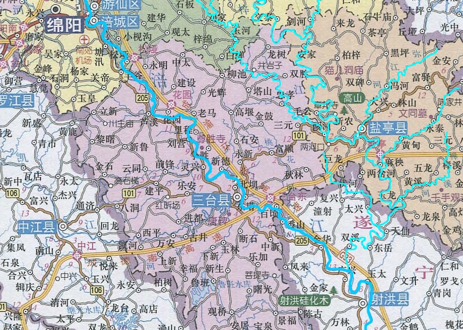 一般以梓潼县为界,上游称潼江,下游称梓江.