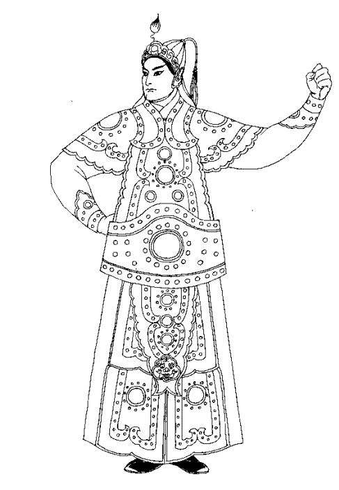 p>帽钉铠,京剧服装之一,属衣中的长衣,用于高级将官的卫士.