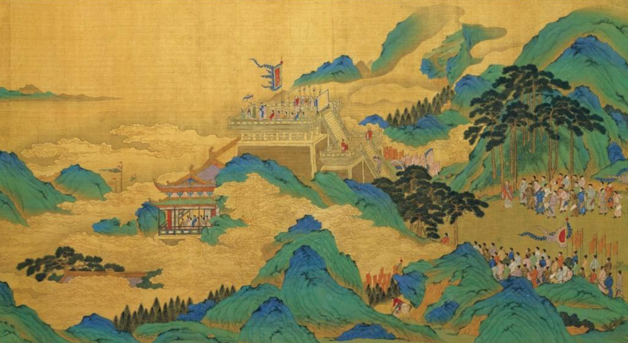  p>《明仇英上林图卷》由明朝画家仇英绘画.