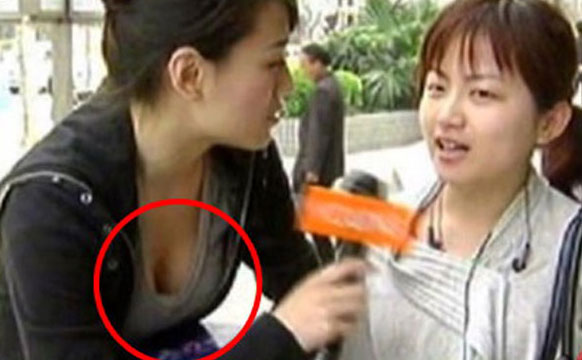 上海某电视台女主持人做节目时,经常性的"不小心走光",露出胸部与内衣