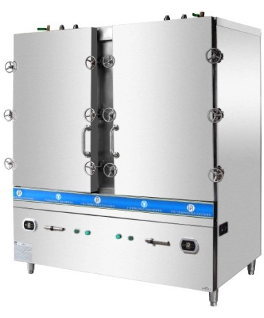 蒸饭机是利用电热管加热,电磁加热,燃气加热进行蒸煮饭菜的一种大型