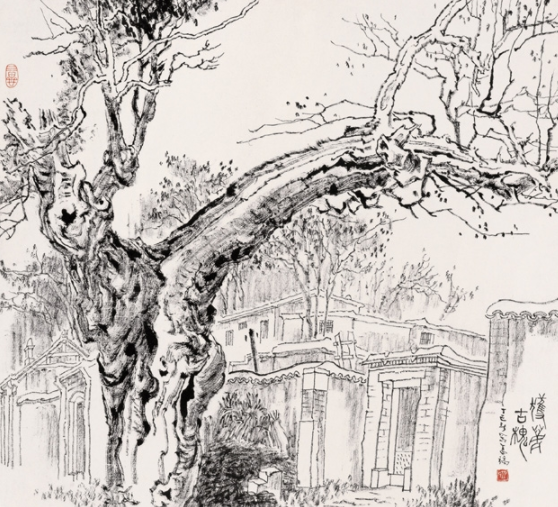 《获鹿古槐》是1977年张仃创作的一幅画