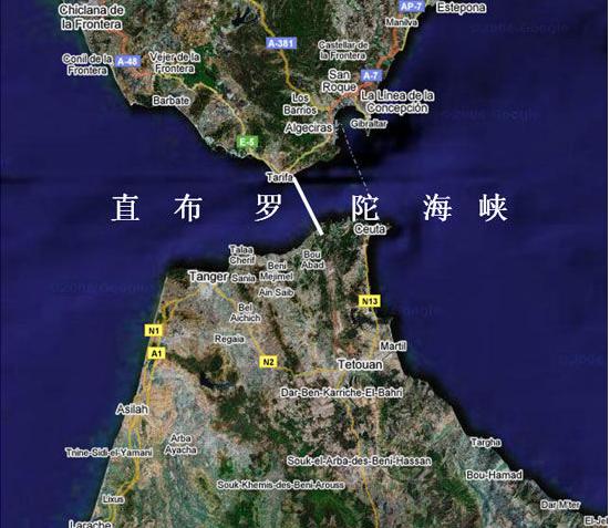  p>直布罗陀(strait of gibraltar)海峡,位于 a target="_blank" href