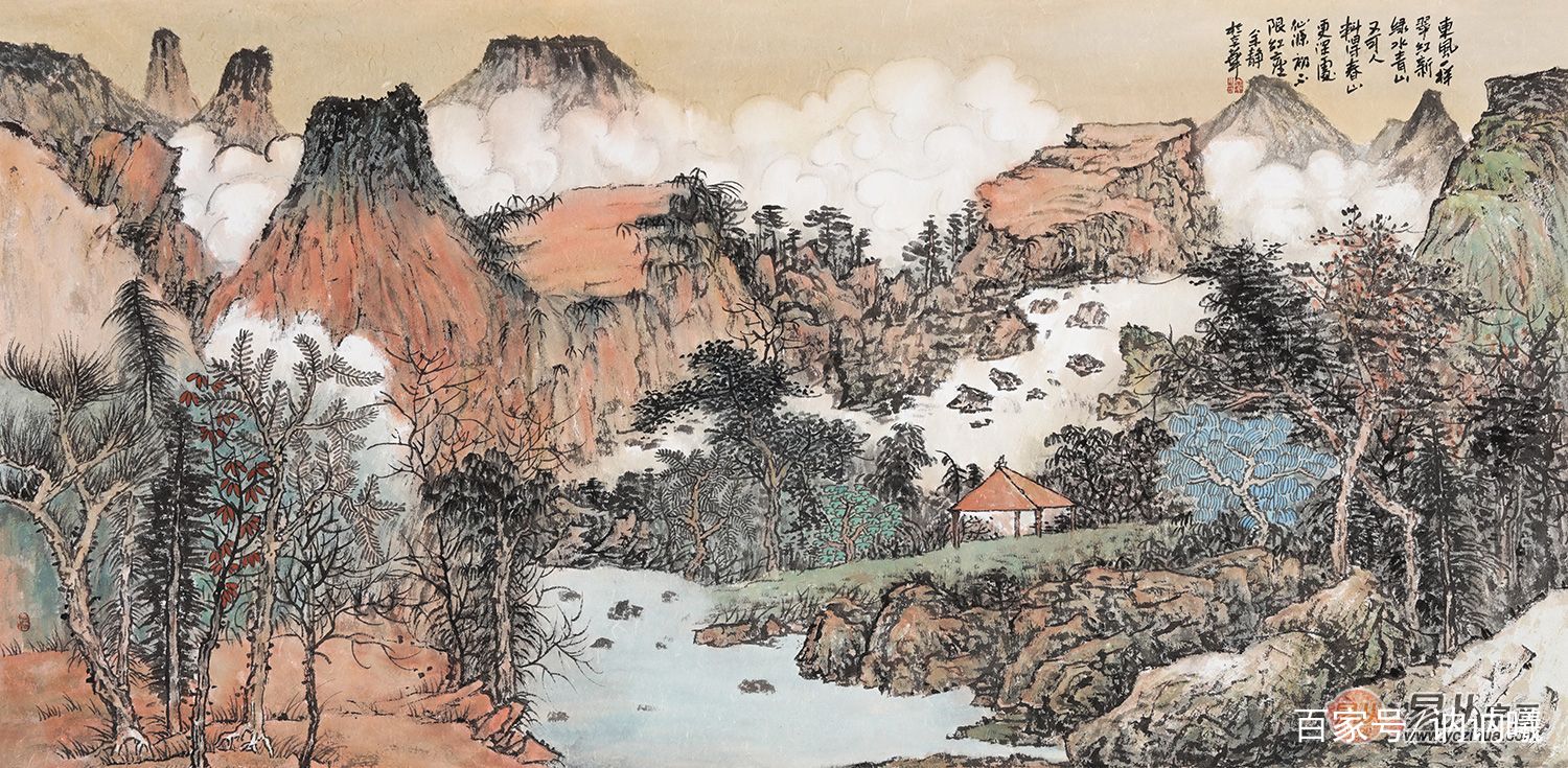 翰墨润笔生诗意山水落笺作画题——访画家余静山水画_百科TA说