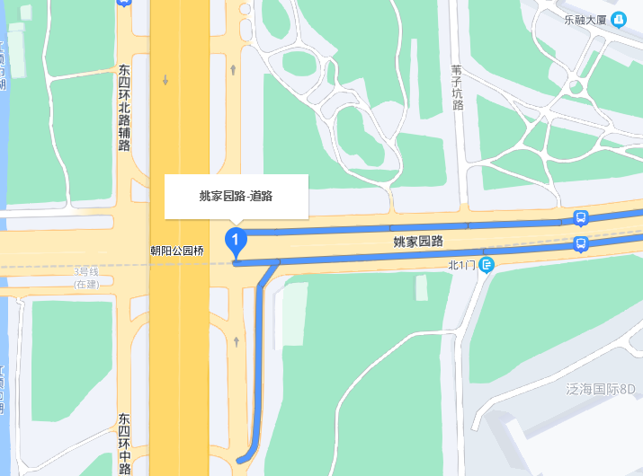  p>姚家园路位于朝阳区西部.东起平房路,西至东三环北路.