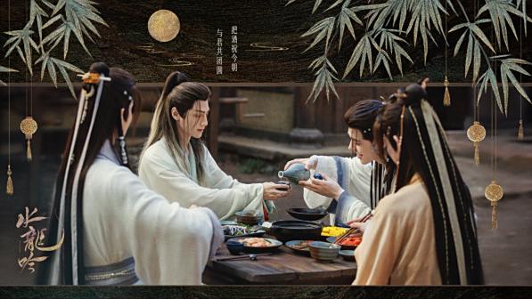周睇楼杯酒言欢图