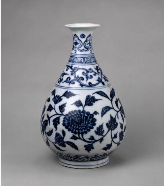 大明宣德年青花玉壺春瓶青い花柄の陶器製花瓶高さ26ｃｍ口径8ｃｍ整理品 明永乐青花玉壶春瓶_百度百科