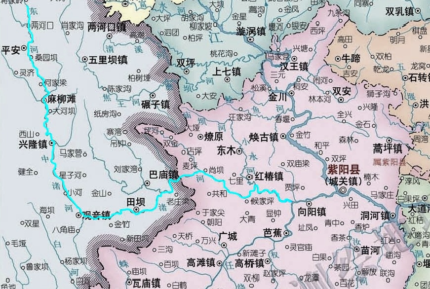  p>楮河,紫阳县称渚河,长江支流 a target="_blank" href="/item/汉江