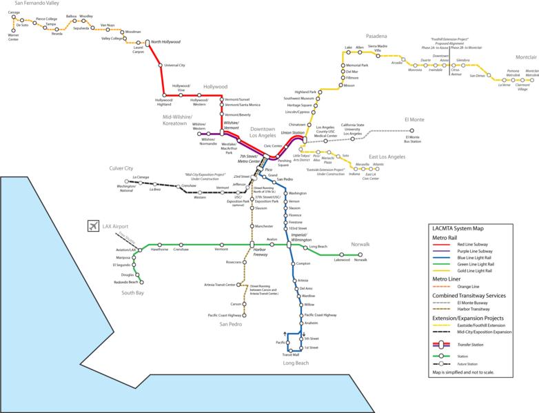  p>洛杉矶大众捷运系统(los angeles county metro rail)是一个服务于