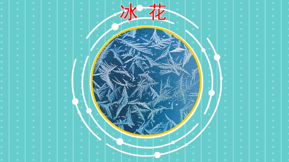 冰花:空气中水蒸气遇冷凝华成的小冰晶
