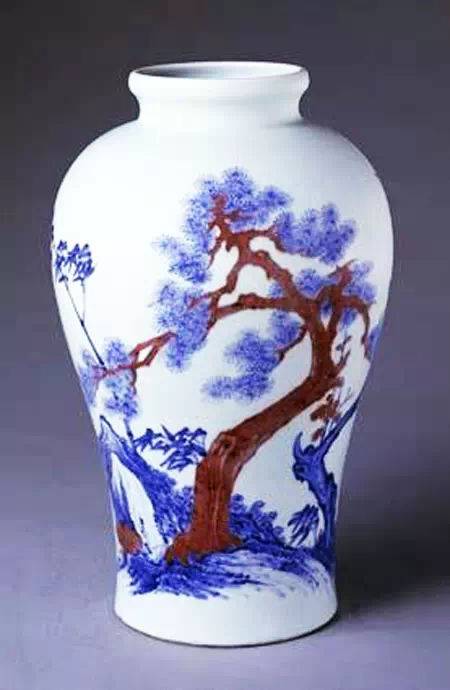 清雍正青花釉里红松竹梅纹瓶_百度百科