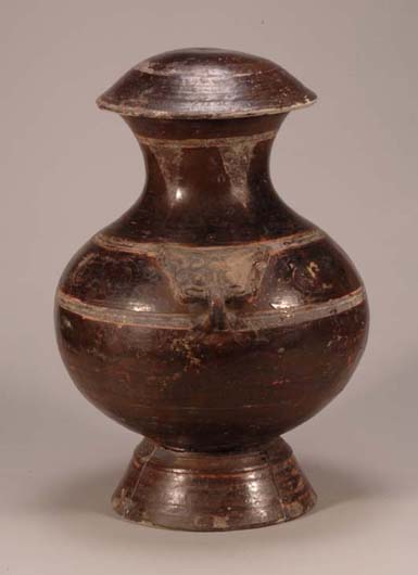 彩绘髹漆陶圆壶