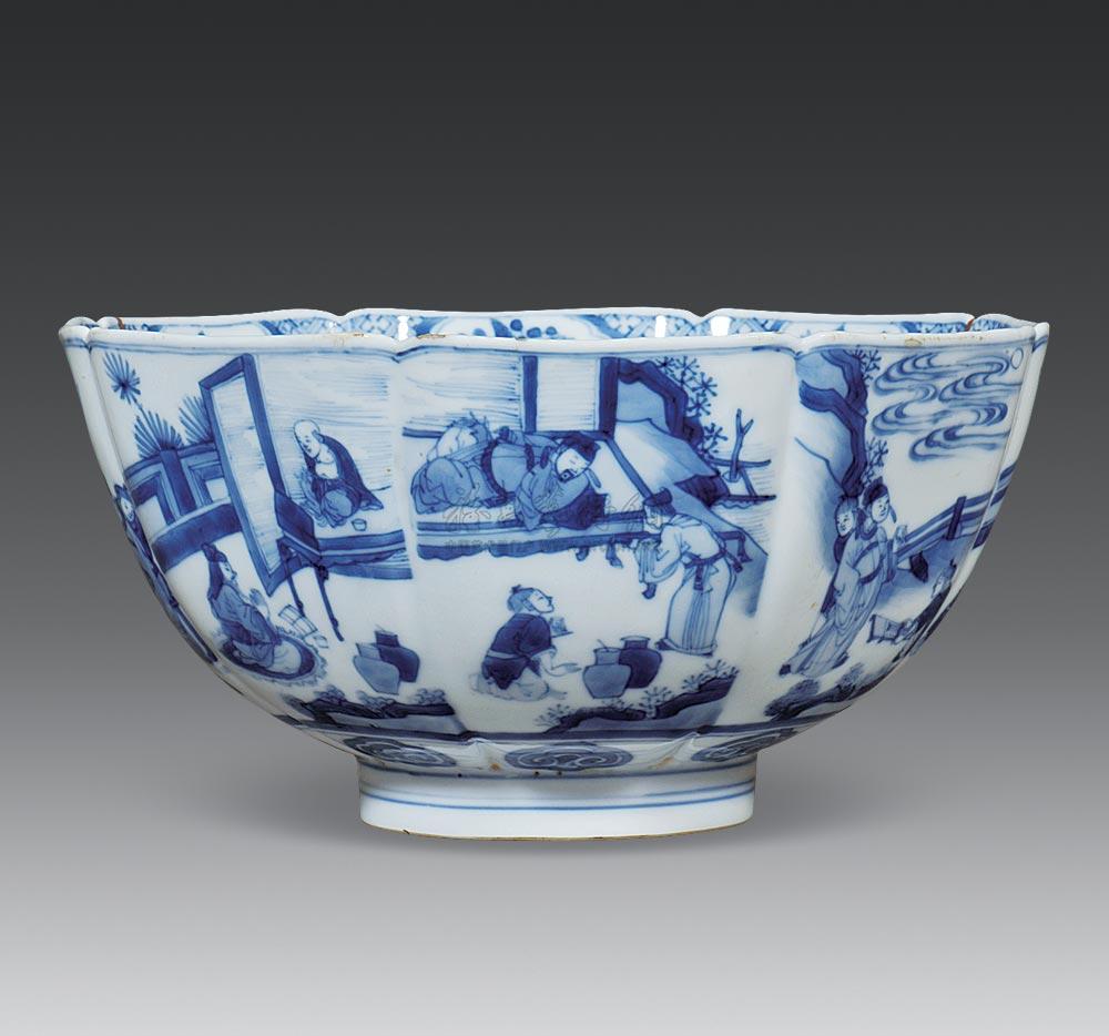 中国古美術 清康熙 青花八仙逍遥図碗 青花磁 唐物 骨董品 時代物 茶碗