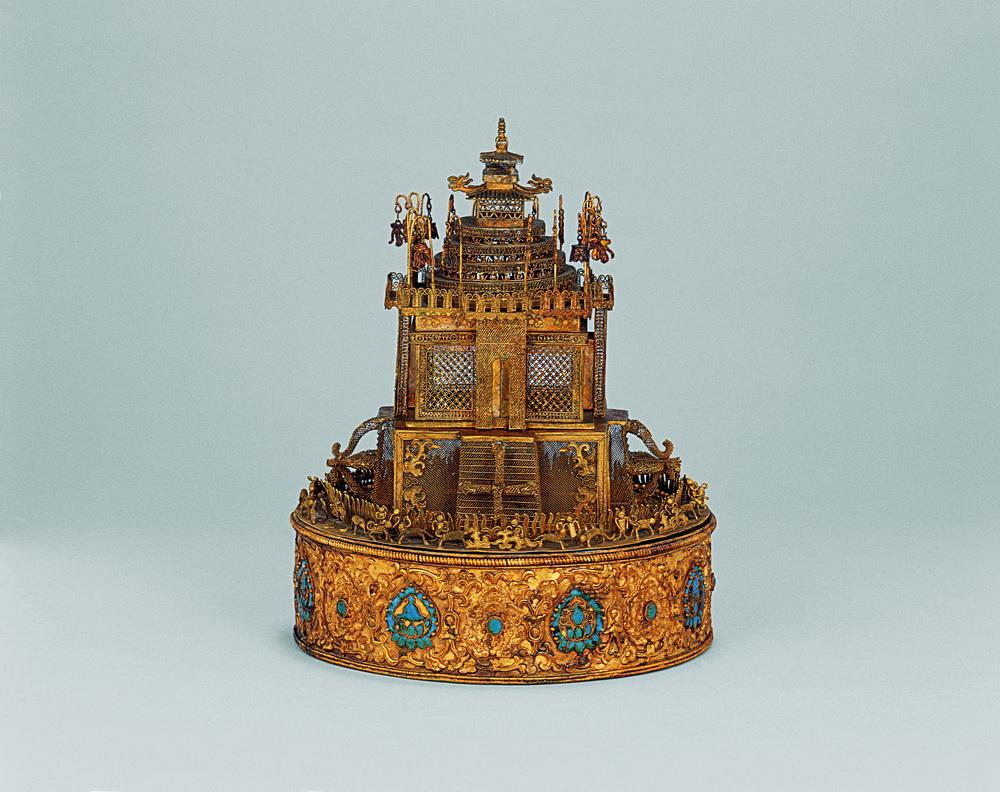 金累丝嵌松石坛城