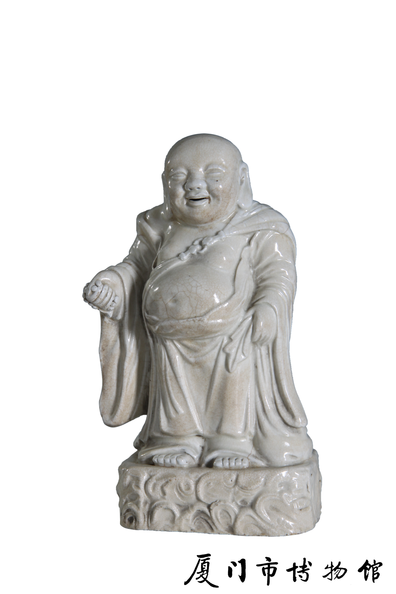 清漳州窑米黄釉布袋和尚像