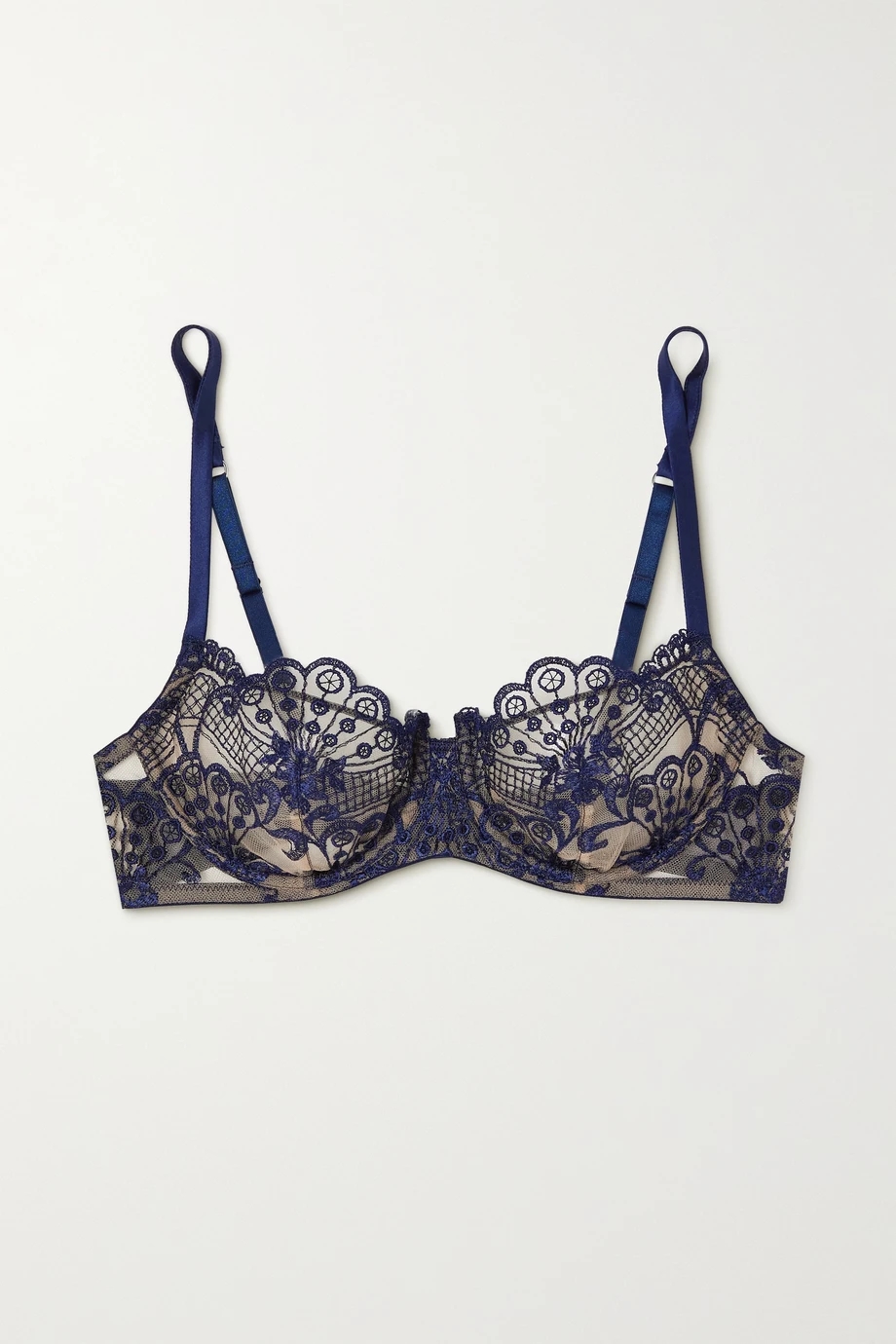 midnightdream刺绣绢网带钢圈平台罩杯文胸