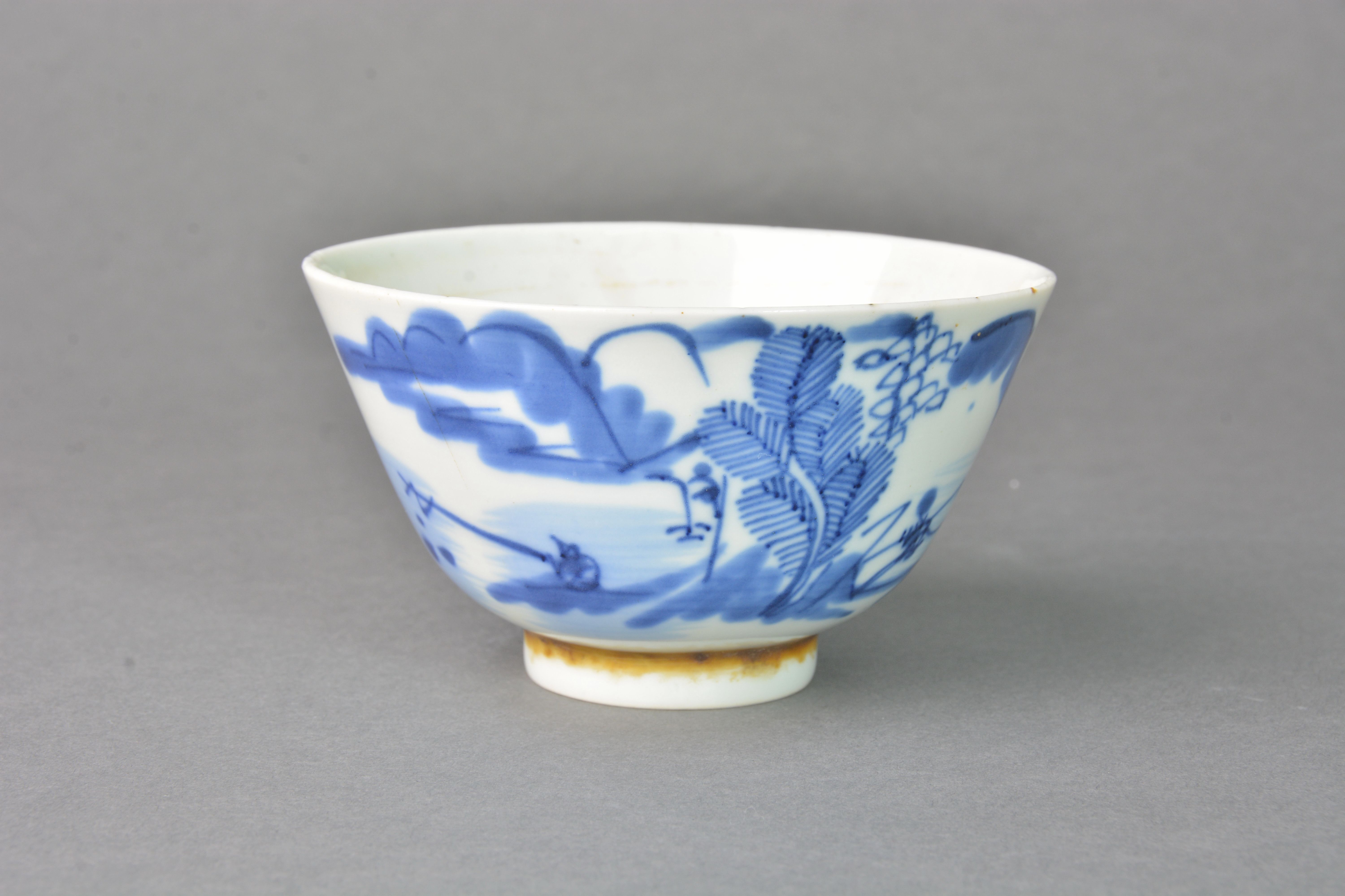 清青花垂钓图碗