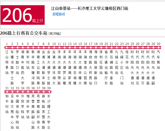 206路公交车路线图片