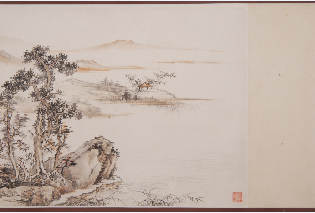  p>云溪精舍图(手卷绘画部分)纸本,浅绛设色.