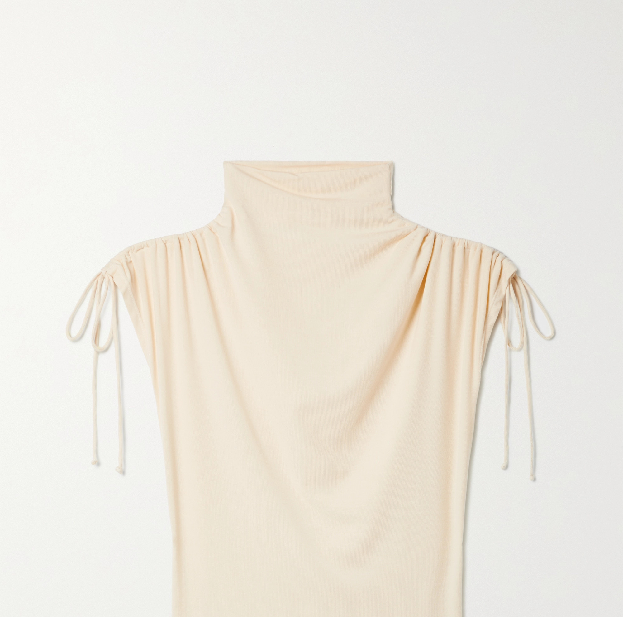 褶饰弹力平纹布上衣