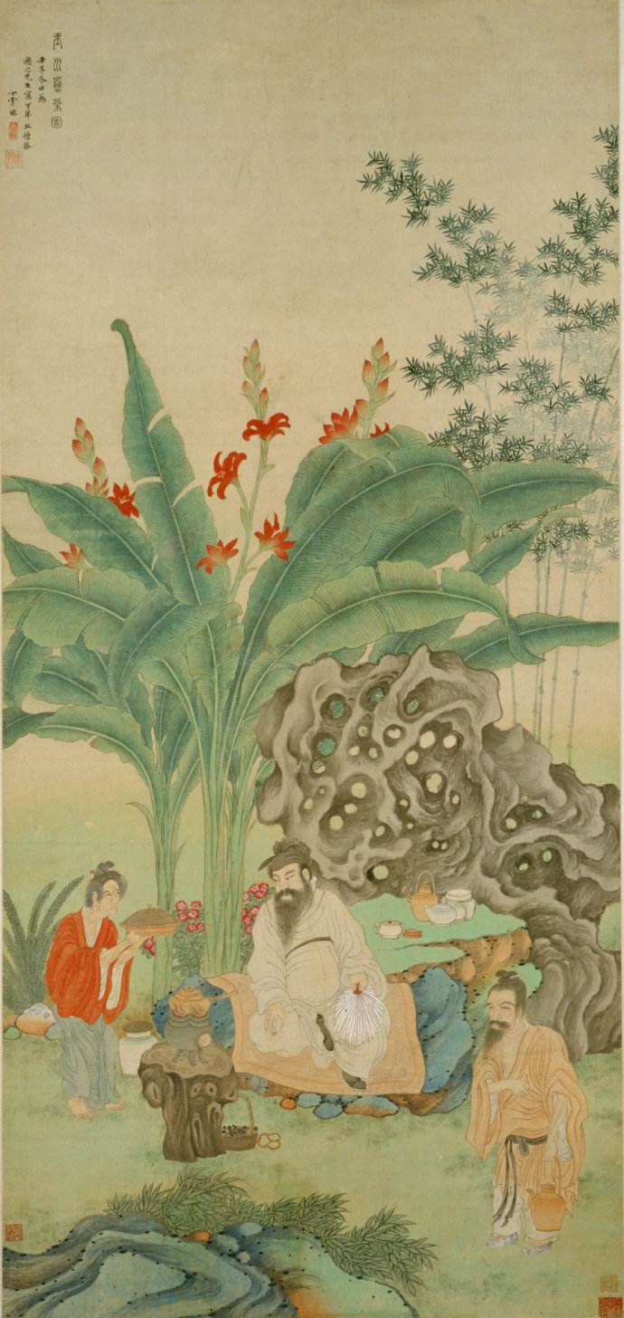 明丁云鹏玉川煮茶图轴