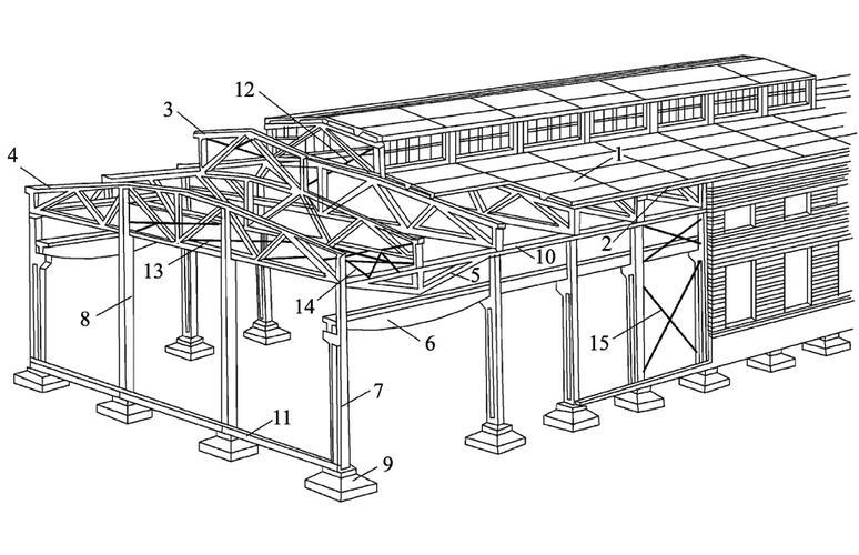 用于屋顶结构的桁架,它承受屋面和构架的重量以及作用在上弦上的风载