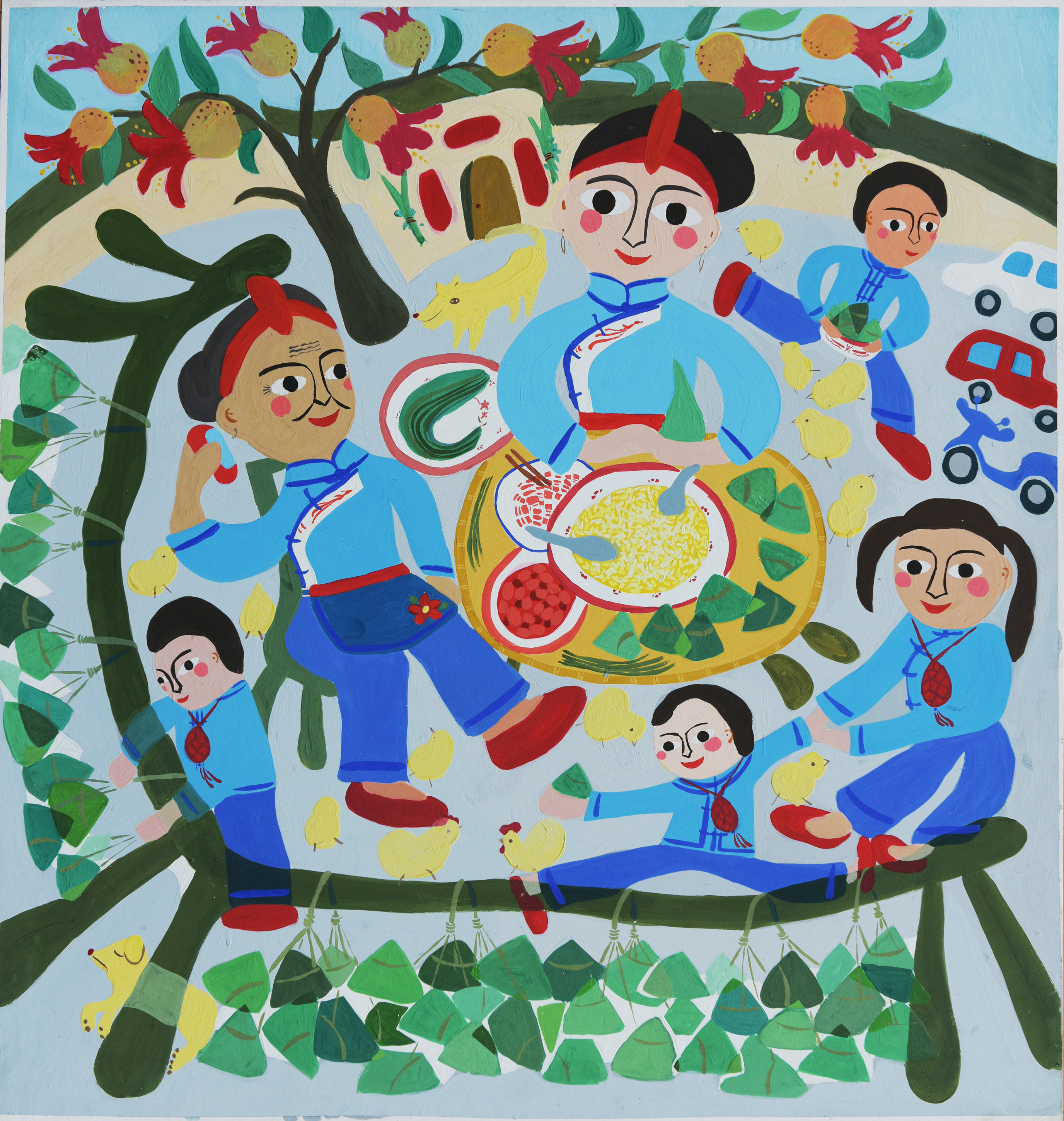 "畲族民间绘画"是文艺助力项目之一,是浙江省美术家协会根据畲乡 a t