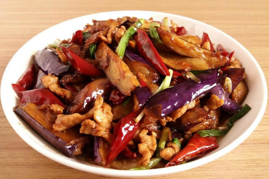 香草茄子烧肉片