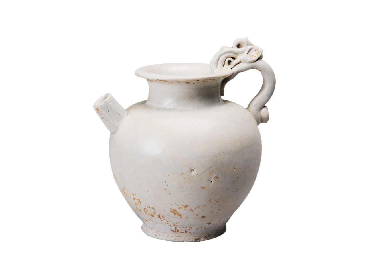 唐代巩县窑白瓷龙柄汤瓶