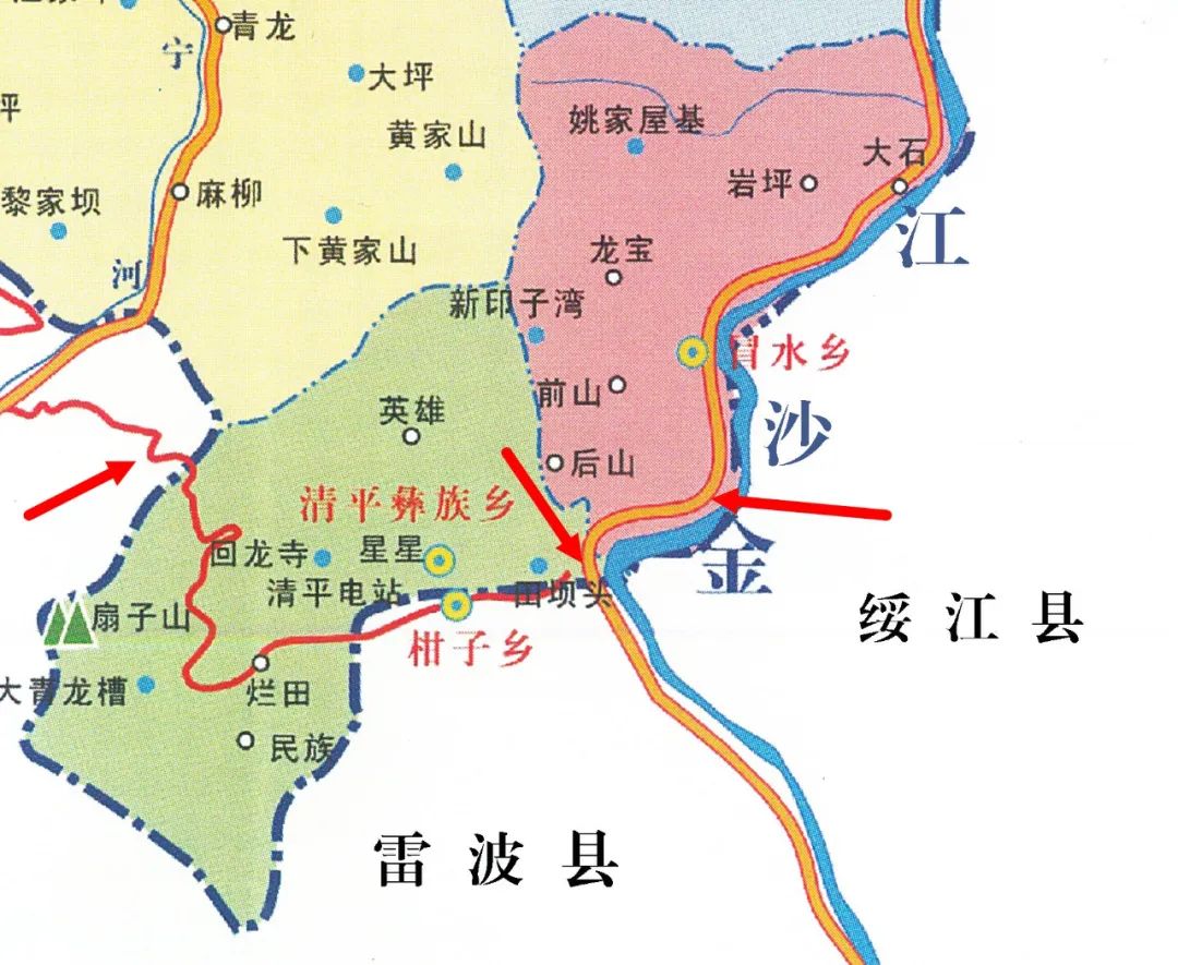 大岩洞大桥呈南北向,北端是宜宾市屏山县,南端是凉山彝族自治州雷波县