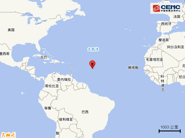 5·7北大西洋地震