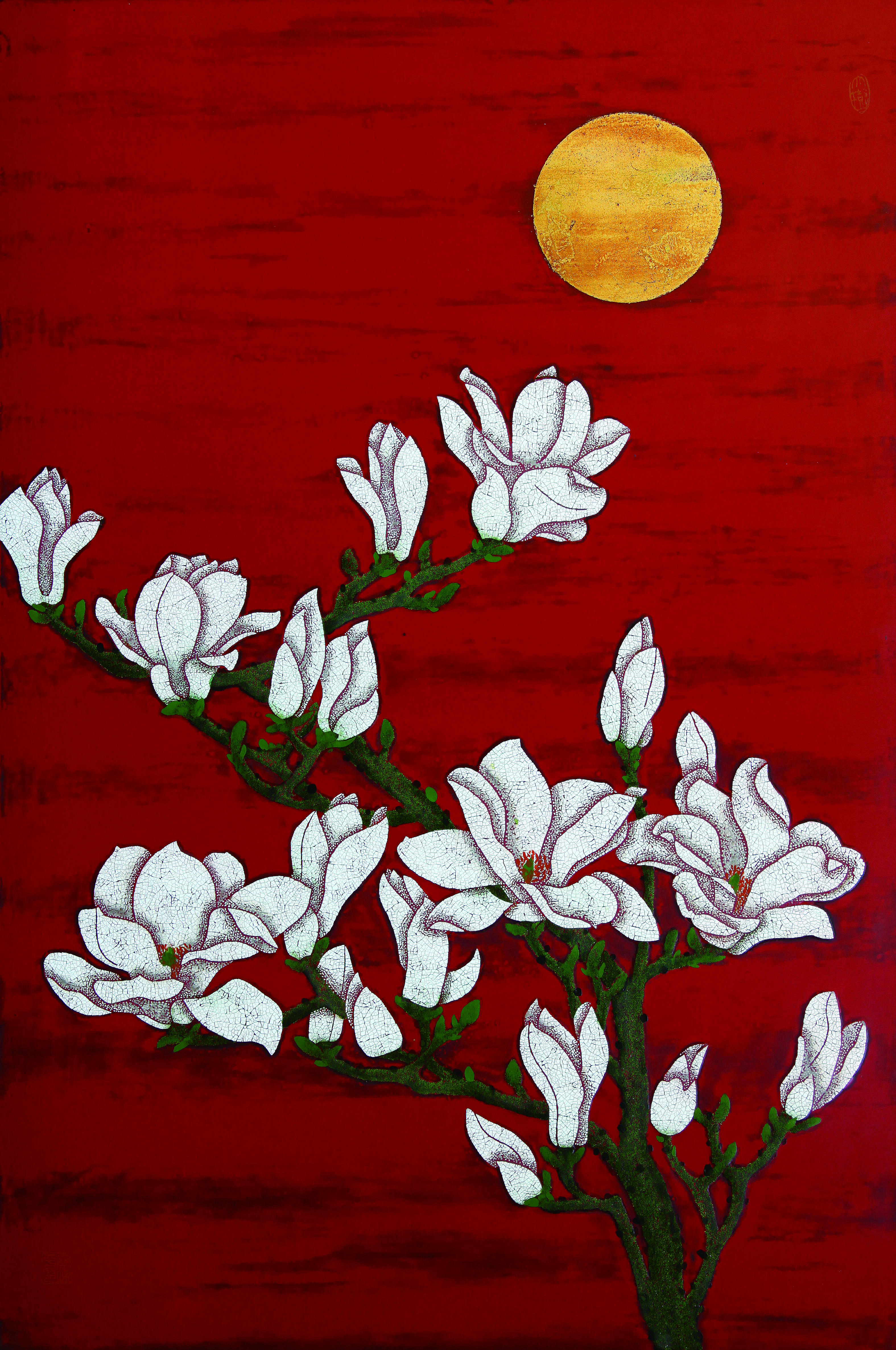 1988年拜漆画家乔十光先生为入室弟子宁保平拜师霍春阳,吴冠中学习