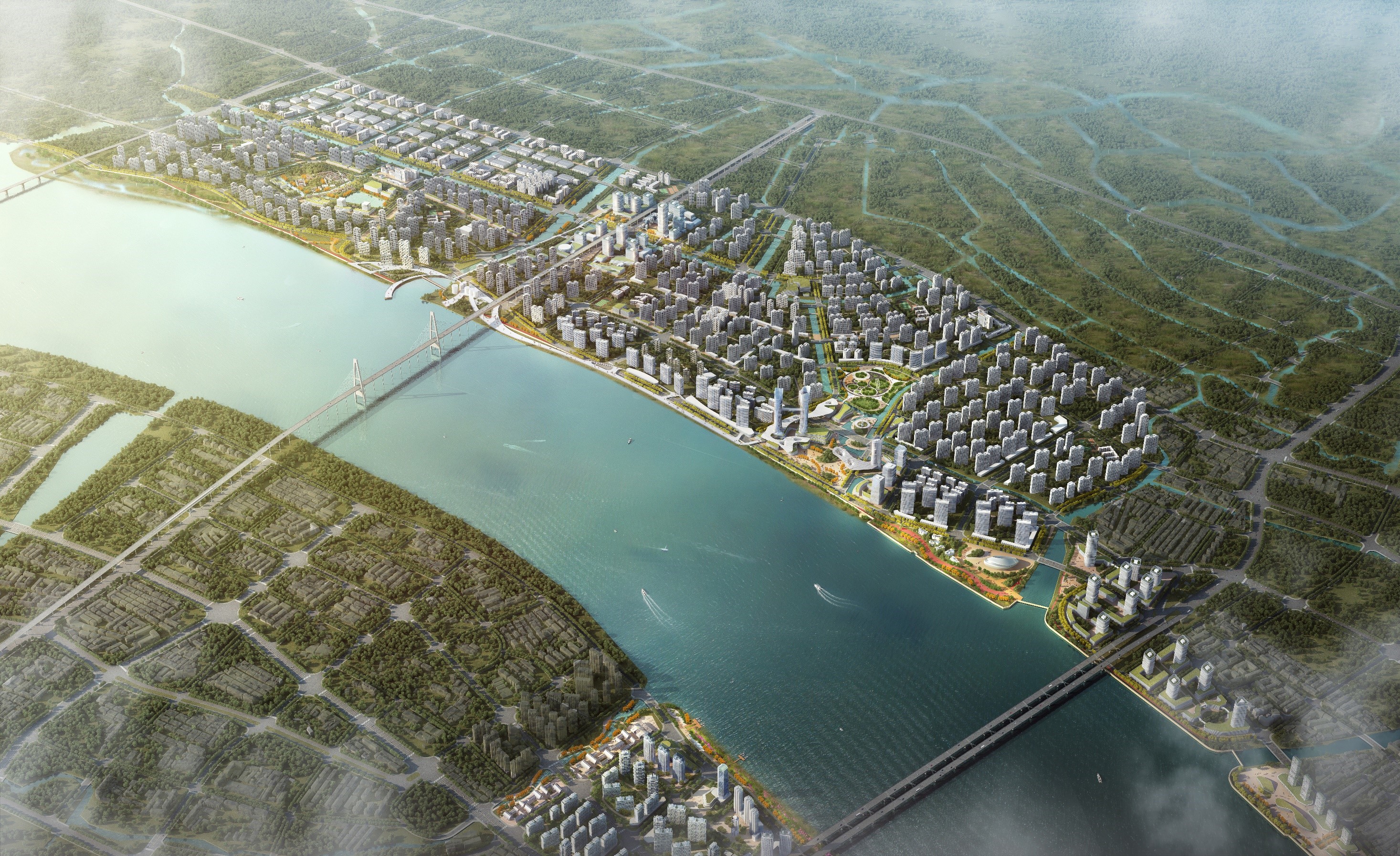 瑞安生态科学城位于瑞安城市规划"一核两翼三片"中的南翼——江南新区