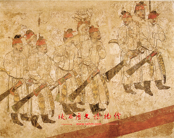 章怀太子墓 /a>的一组 a target="_blank" href="/item/壁画/1239971"