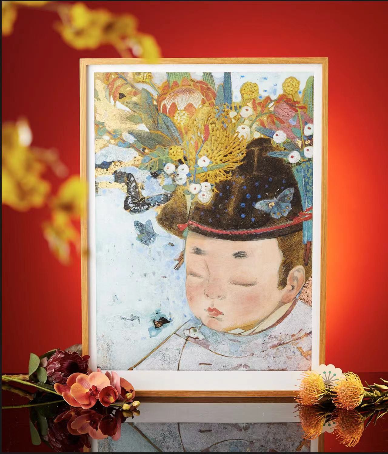  p>《花冠小仙》系列作品为莲羊从2015年开始创作的岩彩画作品,至今