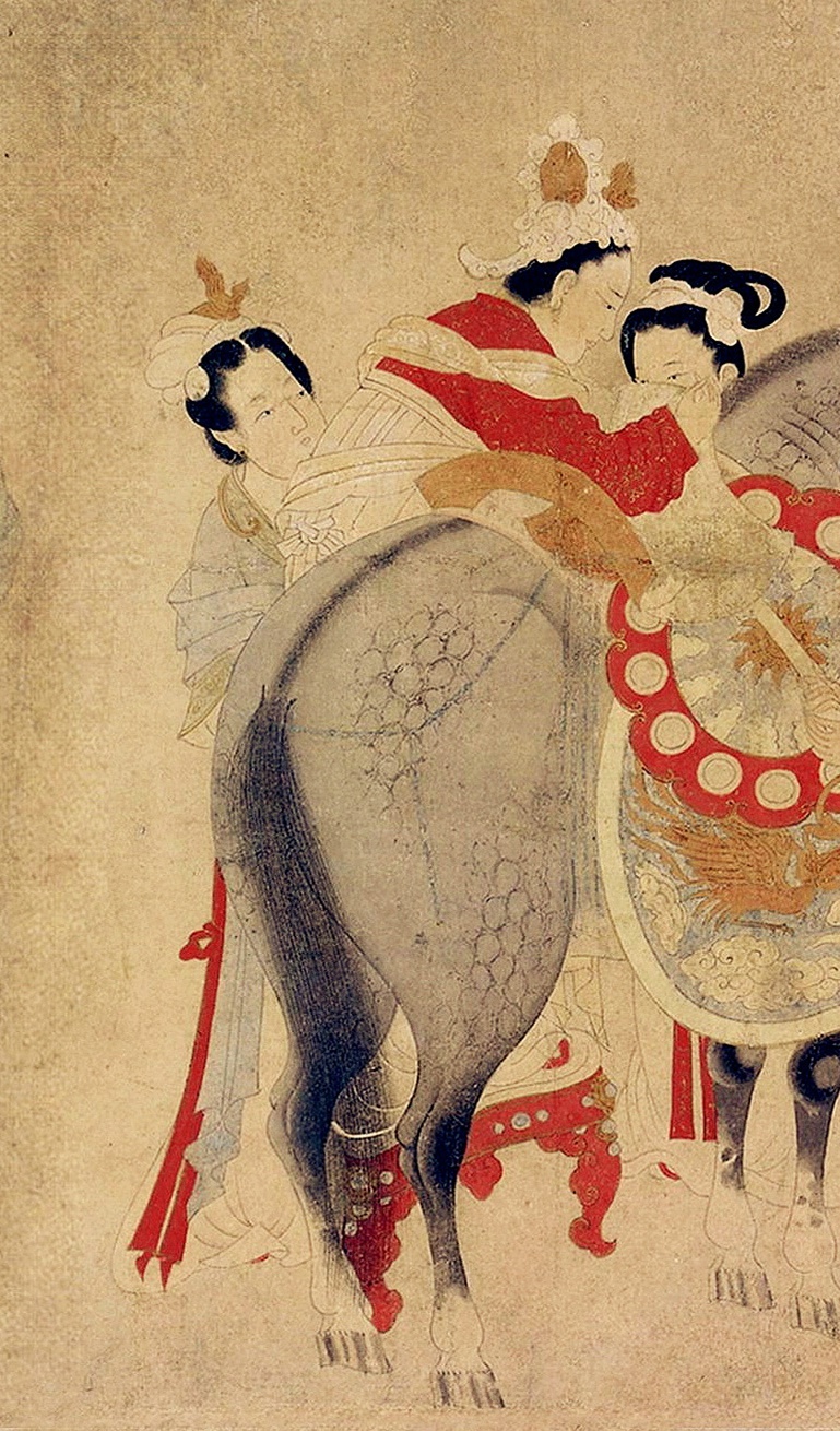 元钱选画杨贵妃上马图