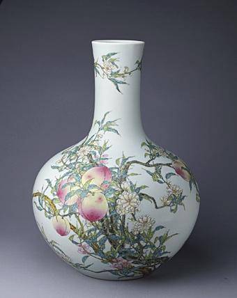 大清乾隆年製【粉彩福寿九桃天球瓶】中国古美術壺骨董品時代 唐物 高さ53.5cm 清乾隆粉彩九桃瓶_百度百科