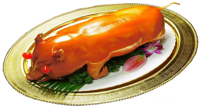  p>烧乳猪是一道美食,主料是小乳猪,辅料是蒜,调料是五香粉,芝麻酱