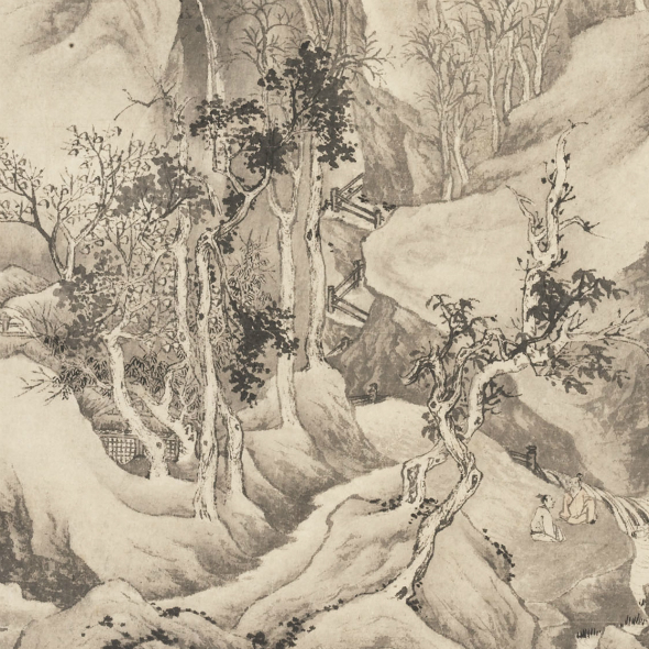 明唐寅春山伴侣图轴