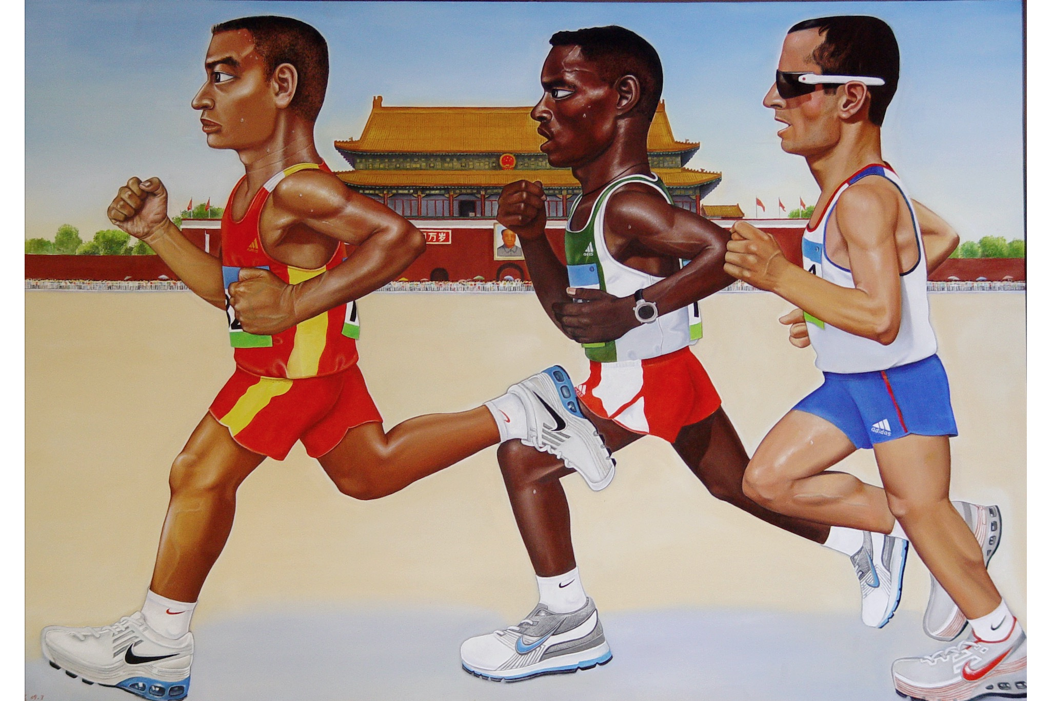 为陈一墨于2010年创作的油画作品,该作品描绘的是2008年北京奥运会