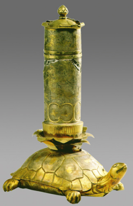 唐银鎏金"论语玉烛"龟形器