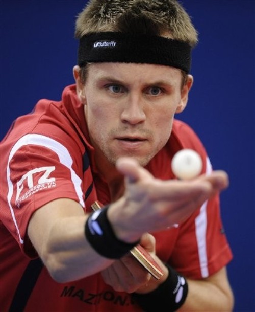  p>迈克·梅兹,乒乓球运动员,丹麦队老将,6岁开始练习乒乓球,左手横板